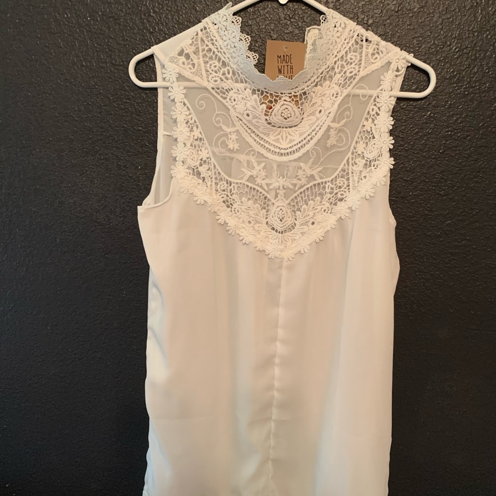 White, sheer, lace tunic from Spool 72. NWT